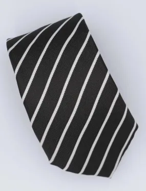 Black And White Stripe Silk Necktie