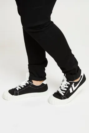 Black Contrast Line Detail Sneakers