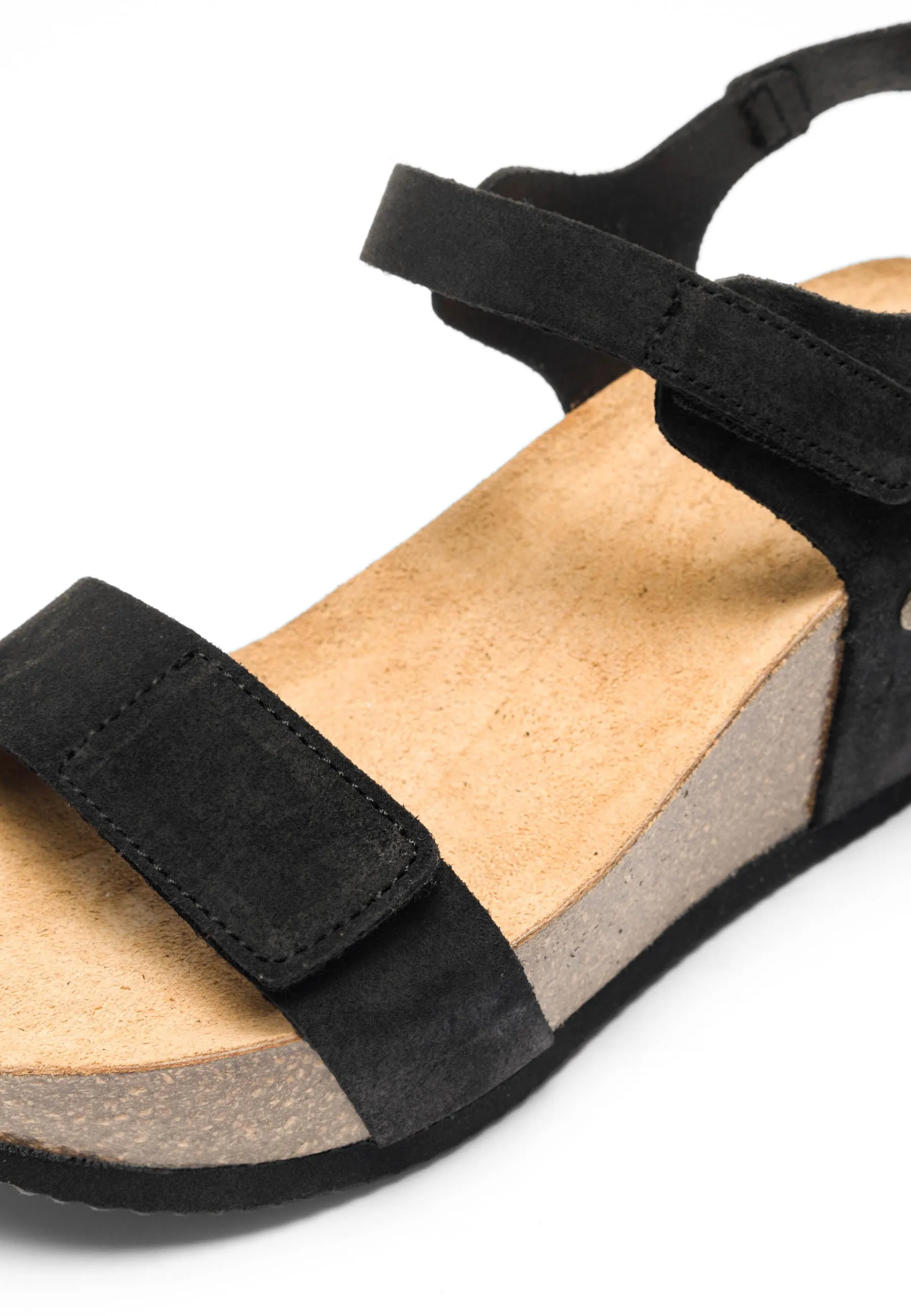 Casanni Black Velcro Leather Sandals