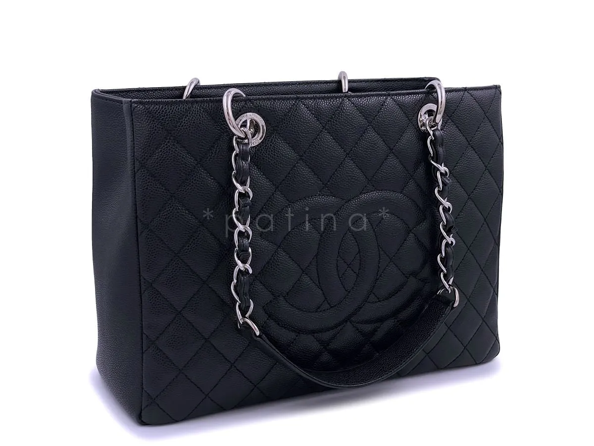 Chanel Black Caviar Grand Shopper Tote GST Bag SHW