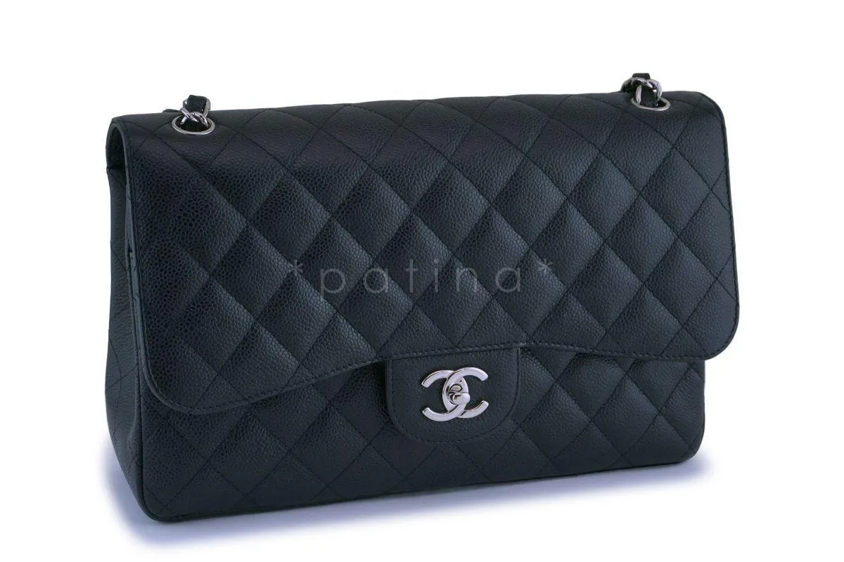 Chanel Black Caviar Jumbo Classic Double Flap Bag SHW