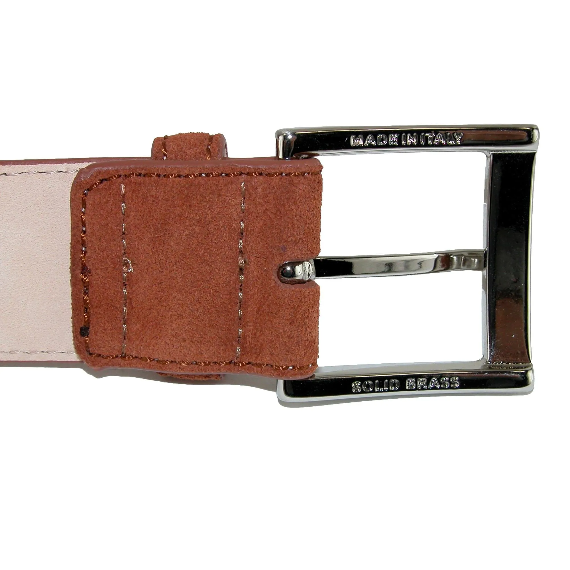 CrookhornDavis Men's Siena Suede Calfskin Dress Belt with Solid Brass Buckle