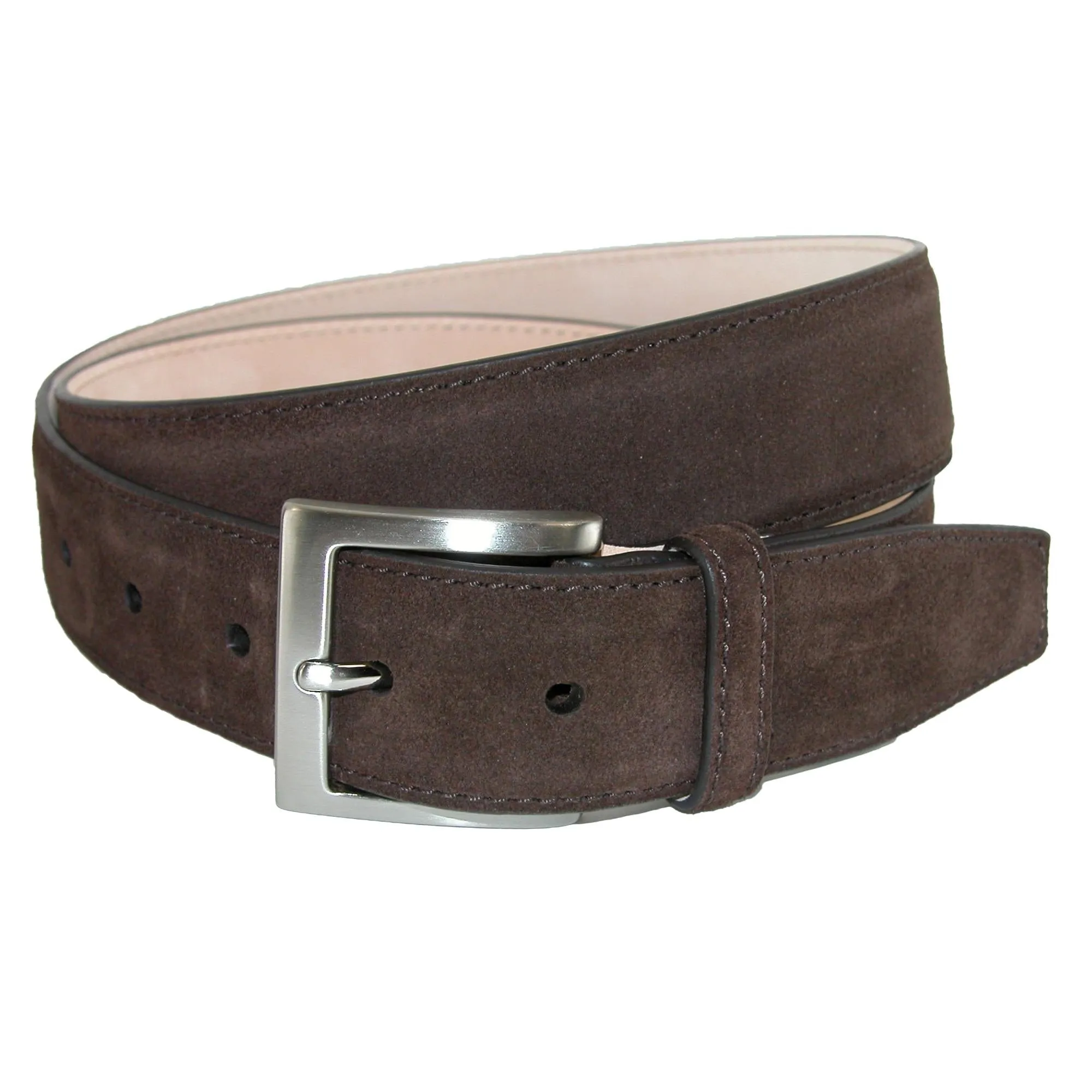 CrookhornDavis Men's Siena Suede Calfskin Dress Belt with Solid Brass Buckle