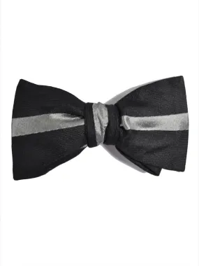 Gene Meyer Silk Bow Tie Black Gray Stripe SALE