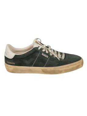 OLIVE GREEN SUEDE LACE-UP SNEAKERS