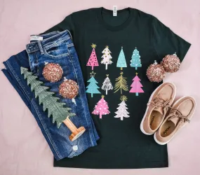 Pink Christmas Trees Graphic Tee